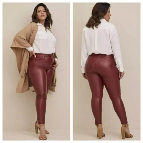 Torrid Perfect Skinny Hi-Rise Faux Leather Pants Brown Womens 16R NWT - Picture 15 of 15